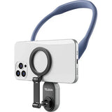 TELESIN neck phone mount with blue strap holding a smartphone, mobile accessory
